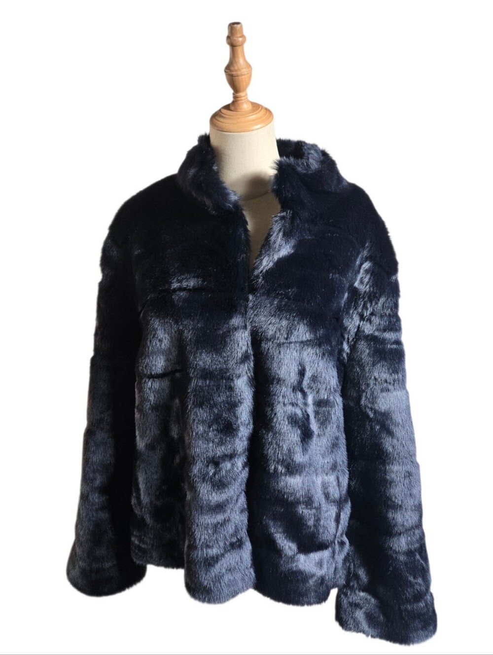 Alfani Women’s Faux Fur Navy Blue Plus Size Jacket Coat